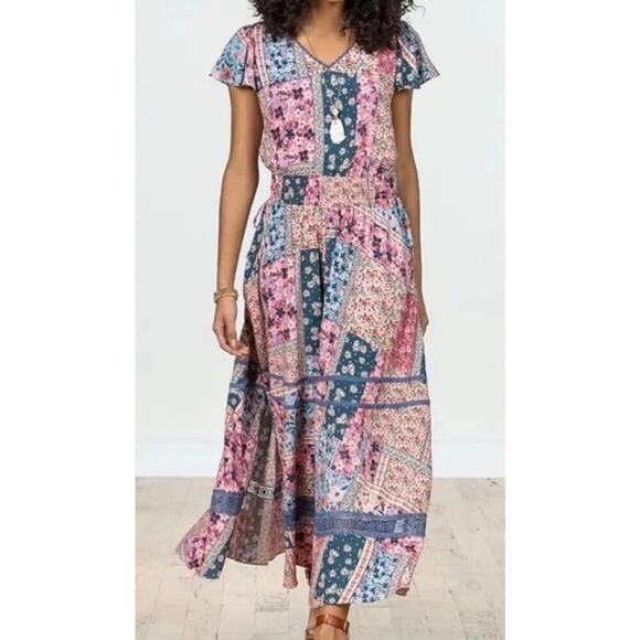 Matilda Jane Maxi Dress The Wildlife Patchwork Boho Cottagecore Long Pink Large - Picture 2 of 16